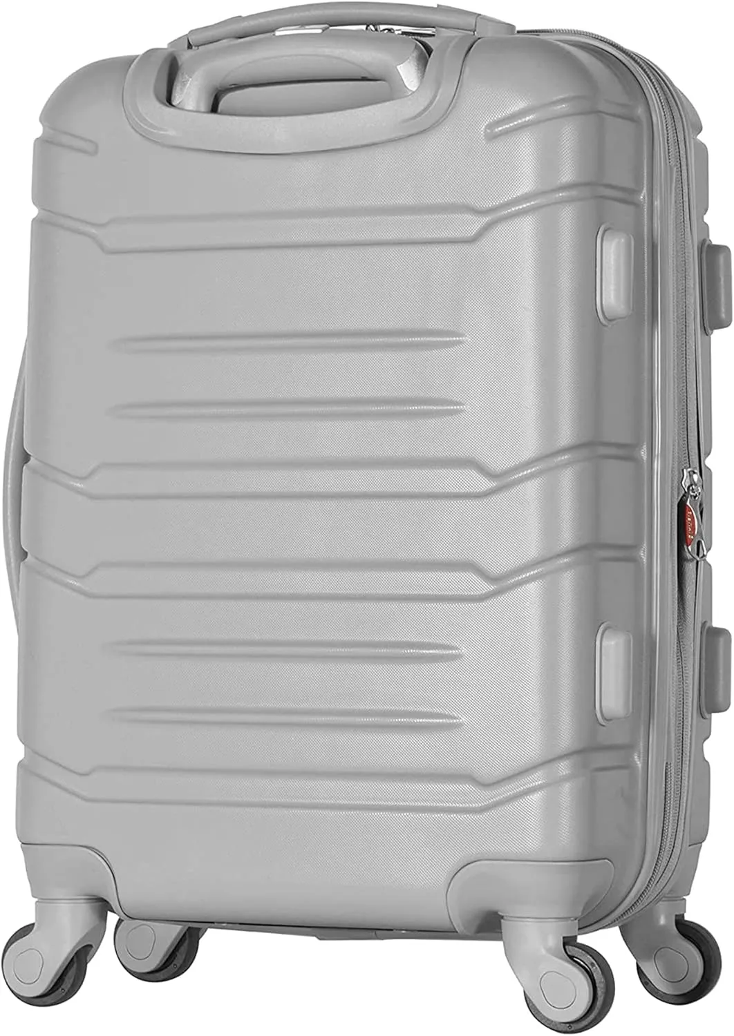 Olympia U.S.A. Denmark 21" Carry-On Suitcase - Lightweight Hardside Luggage, Expandable 30%, 4 Spinner Wheels, Utility Hook & Hidden Laptop Compartment (Silver)