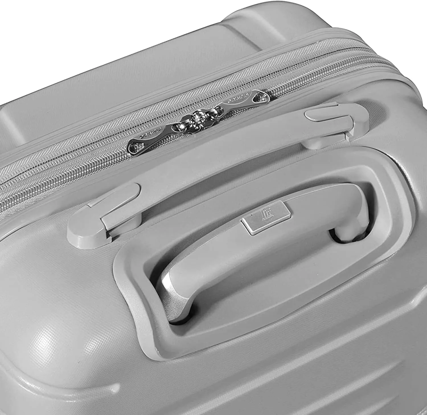 Olympia U.S.A. Denmark 21" Carry-On Suitcase - Lightweight Hardside Luggage, Expandable 30%, 4 Spinner Wheels, Utility Hook & Hidden Laptop Compartment (Silver)