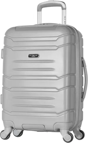 Olympia U.S.A. Denmark 21" Carry-On Suitcase - Lightweight Hardside Luggage, Expandable 30%, 4 Spinner Wheels, Utility Hook & Hidden Laptop Compartment (Silver)