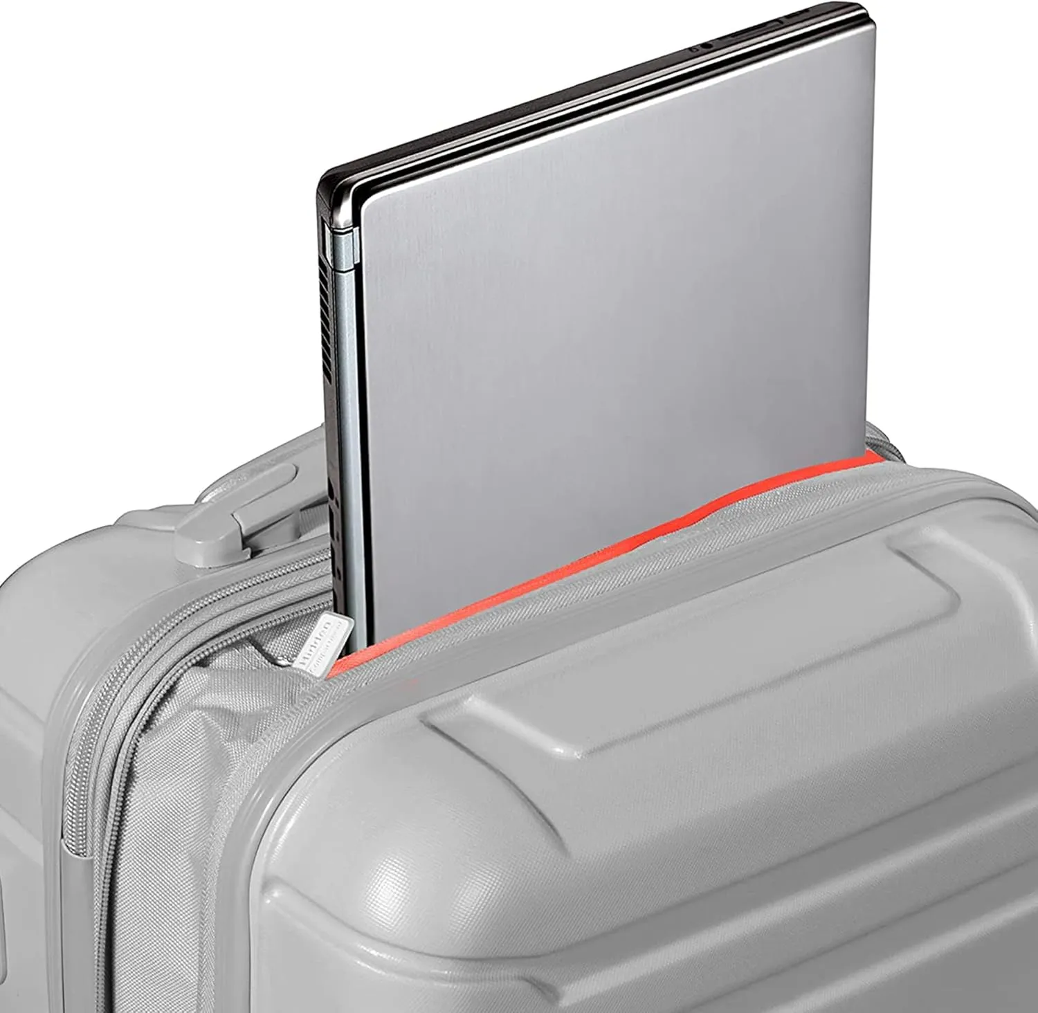Olympia U.S.A. Denmark 21" Carry-On Suitcase - Lightweight Hardside Luggage, Expandable 30%, 4 Spinner Wheels, Utility Hook & Hidden Laptop Compartment (Silver)