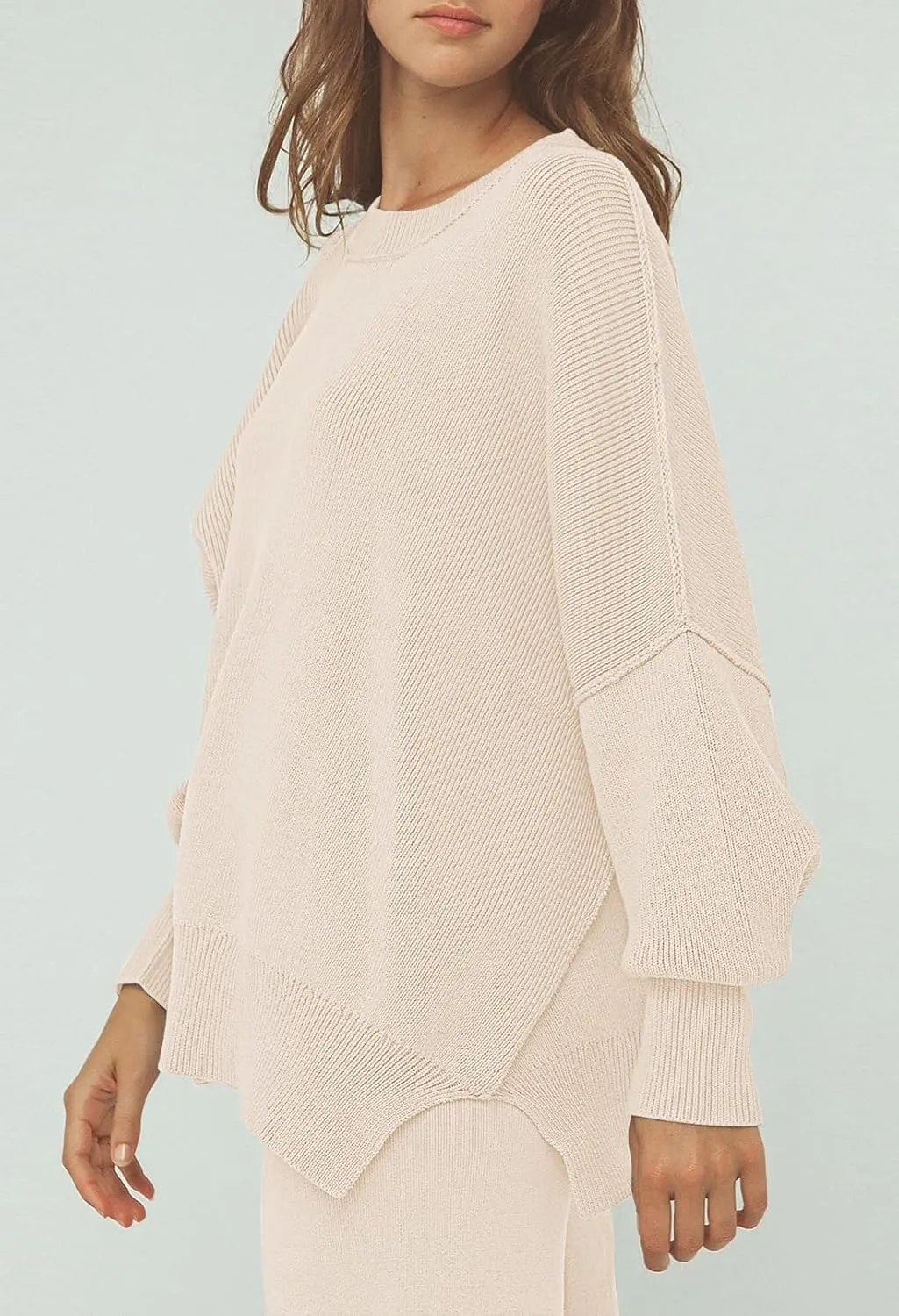 Pink Queen Women's 2 Piece Outfits Sweater Sets Knit Pullover Tops And Wide Leg Pants Loose Tracksuit Lounge Set