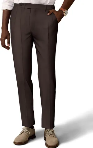 PJ PAUL JONES Mens Linen Dress Pants Casual Slim Fit Expandable Wasit Pleated Front Trousers