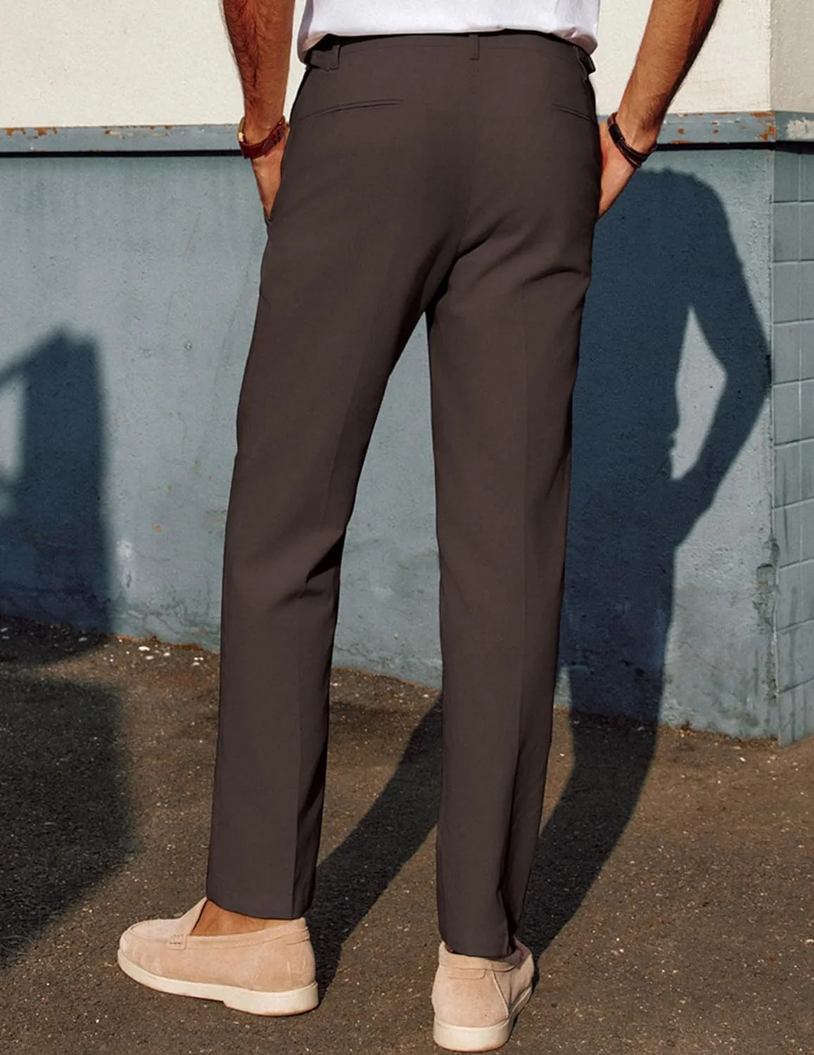 PJ PAUL JONES Mens Linen Dress Pants Casual Slim Fit Expandable Wasit Pleated Front Trousers