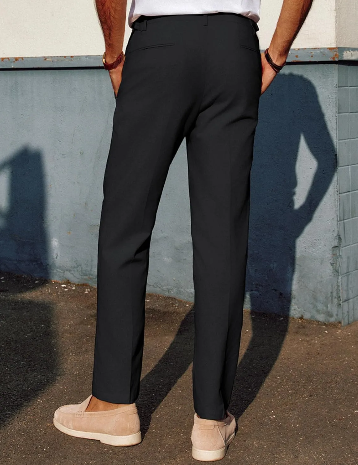 PJ PAUL JONES Mens Linen Dress Pants Casual Slim Fit Expandable Wasit Pleated Front Trousers