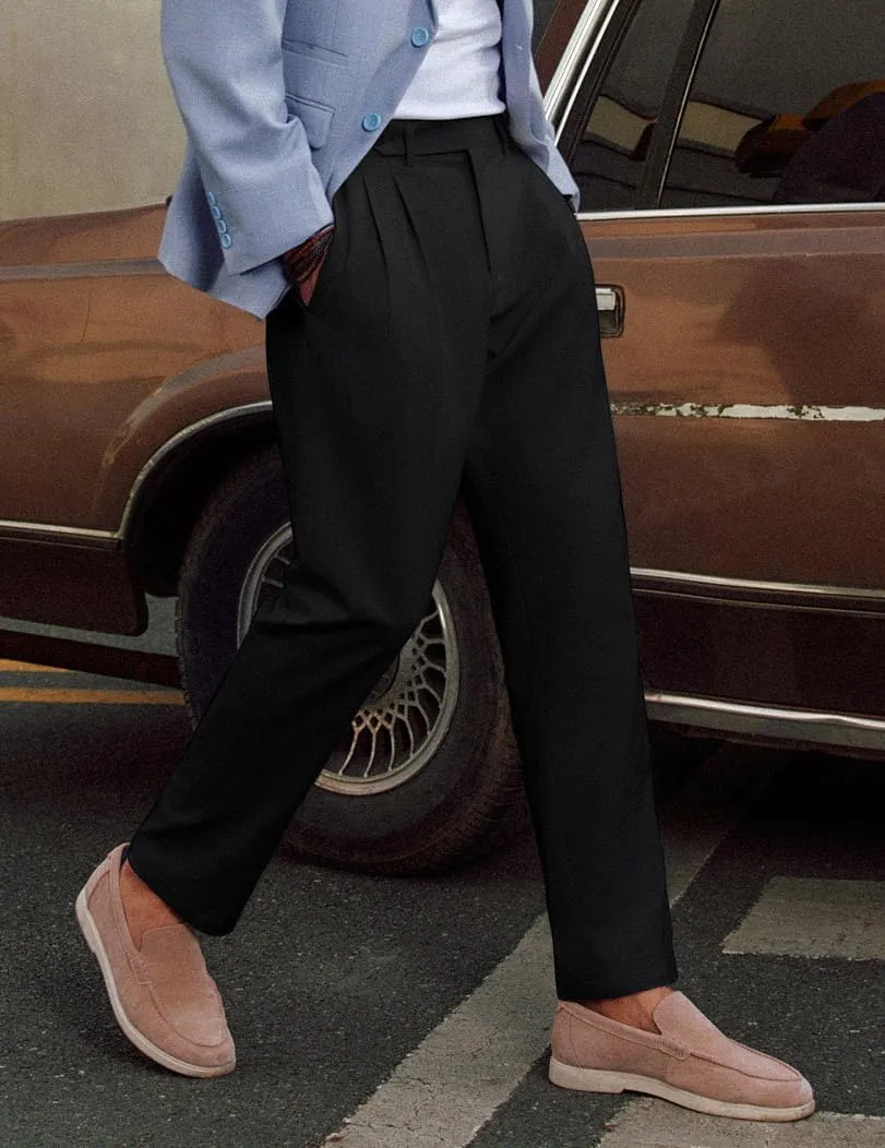 PJ PAUL JONES Mens Linen Dress Pants Casual Slim Fit Expandable Wasit Pleated Front Trousers