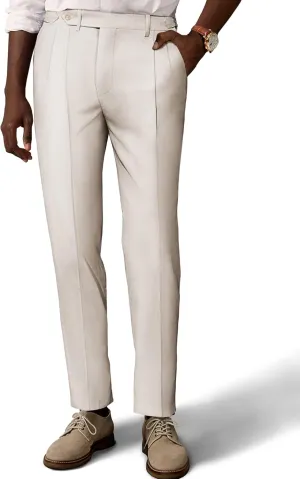 PJ PAUL JONES Mens Linen Dress Pants Casual Slim Fit Expandable Wasit Pleated Front Trousers