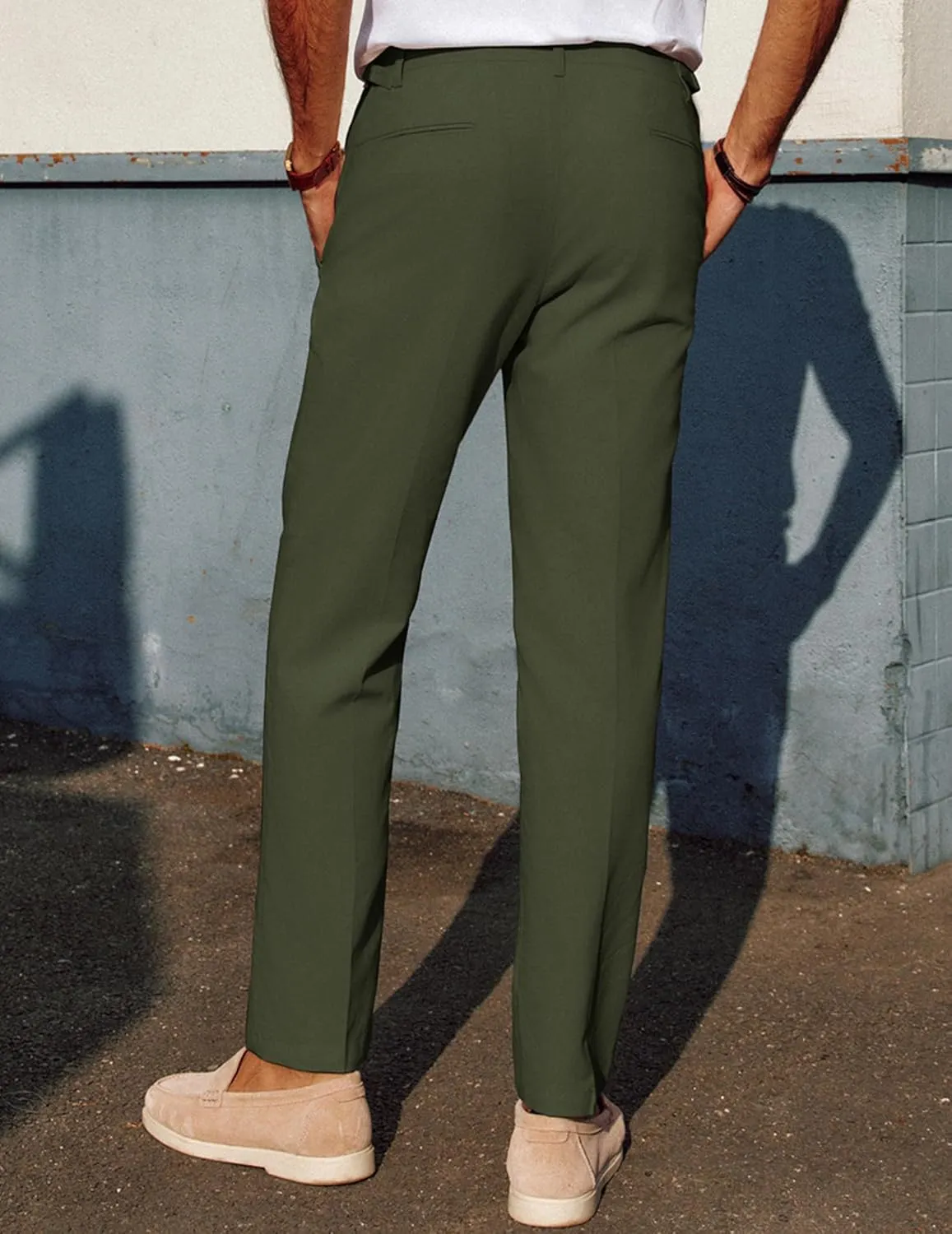 PJ PAUL JONES Mens Linen Dress Pants Casual Slim Fit Expandable Wasit Pleated Front Trousers