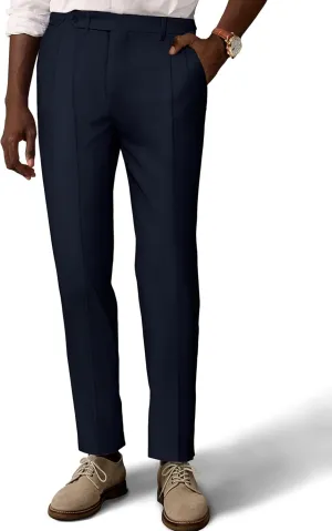 PJ PAUL JONES Mens Linen Dress Pants Casual Slim Fit Expandable Wasit Pleated Front Trousers