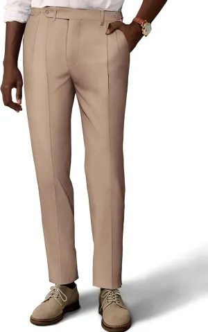 PJ PAUL JONES Mens Linen Dress Pants Casual Slim Fit Expandable Wasit Pleated Front Trousers