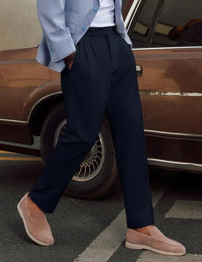 PJ PAUL JONES Mens Linen Dress Pants Casual Slim Fit Expandable Wasit Pleated Front Trousers