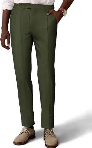 PJ PAUL JONES Mens Linen Dress Pants Casual Slim Fit Expandable Wasit Pleated Front Trousers