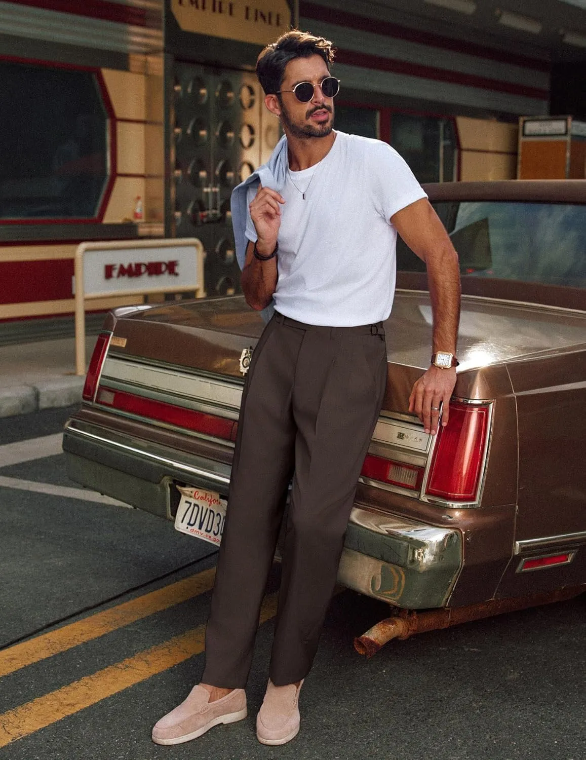 PJ PAUL JONES Mens Linen Dress Pants Casual Slim Fit Expandable Wasit Pleated Front Trousers