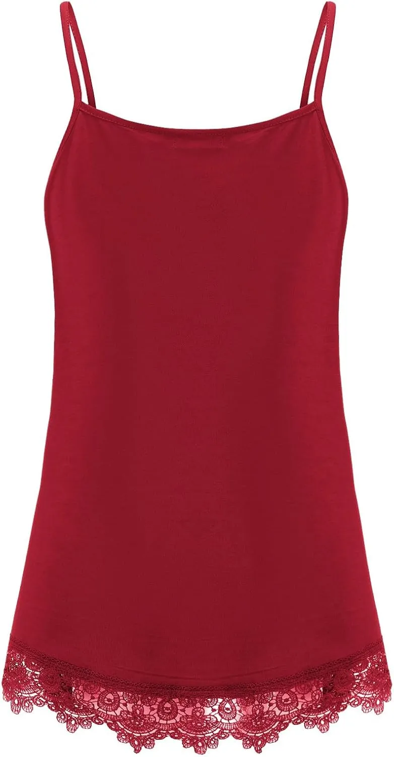 Plus Size Tank Tops for Women 2025 Summer Sleeveless Top Lace Trim Extender Camisole Cami Dressy Loose Shirt