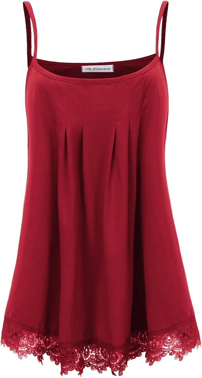 Plus Size Tank Tops for Women 2025 Summer Sleeveless Top Lace Trim Extender Camisole Cami Dressy Loose Shirt