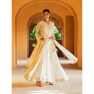 Preevin Off White Triangle Angrakha (Set of 2)
