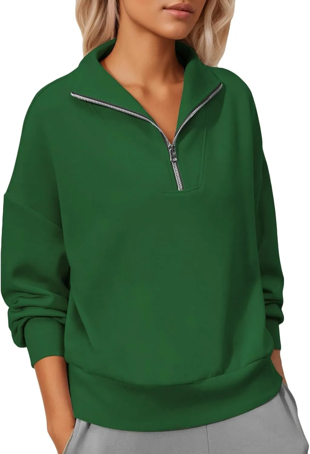 Quarter Zip Pullover Women Fleece Fall Oversized Sweatshirts Long Sleeve Casual Pullover Sweater Winter Clothes 2024
