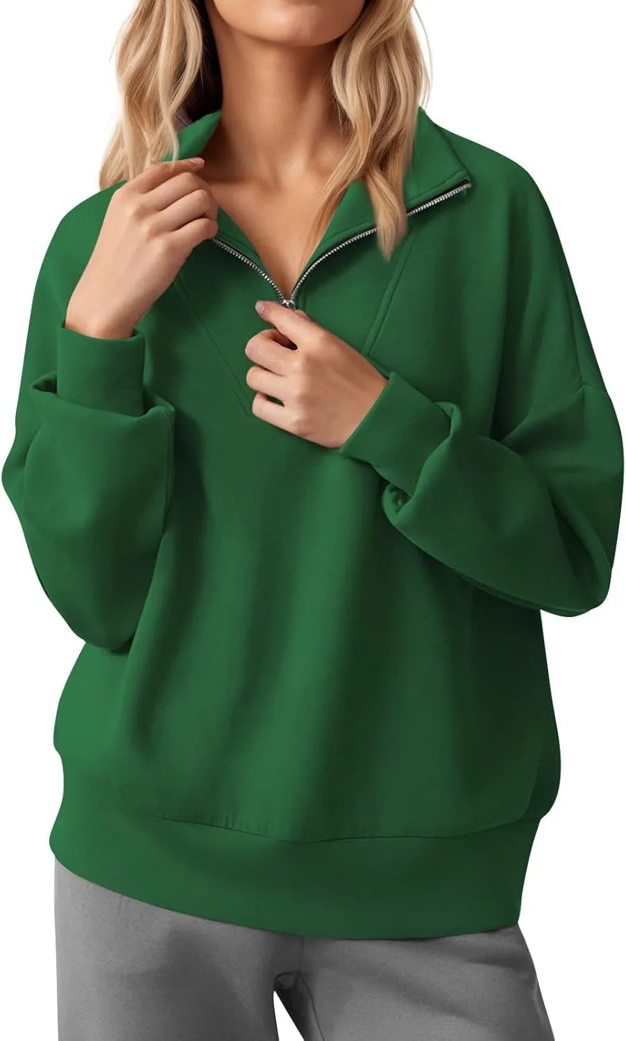 Quarter Zip Pullover Women Fleece Fall Oversized Sweatshirts Long Sleeve Casual Pullover Sweater Winter Clothes 2024