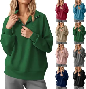 Quarter Zip Pullover Women Fleece Fall Oversized Sweatshirts Long Sleeve Casual Pullover Sweater Winter Clothes 2024