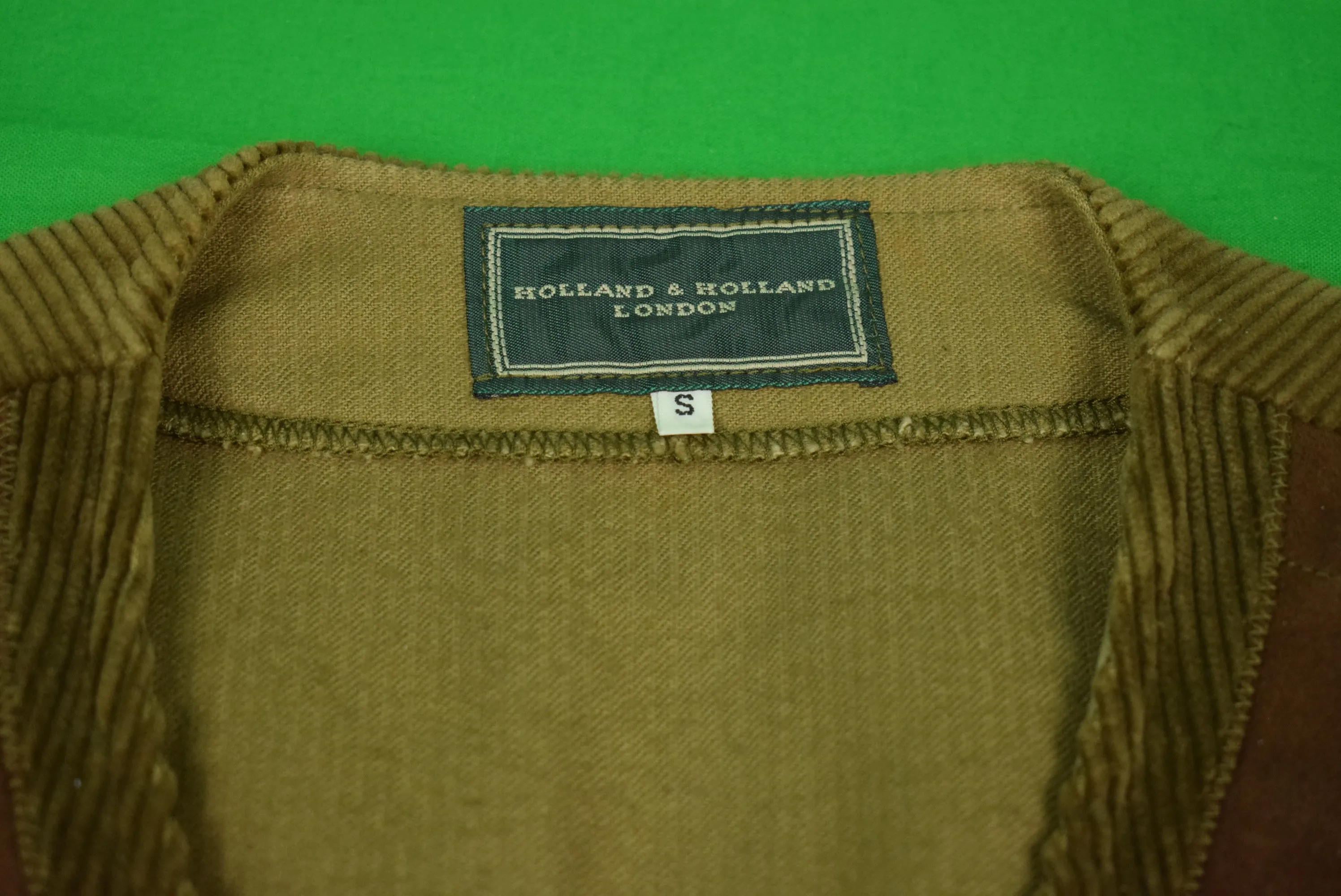 "Holland & Holland Olive Corduroy Shooting Vest" Sz: S (SOLD)