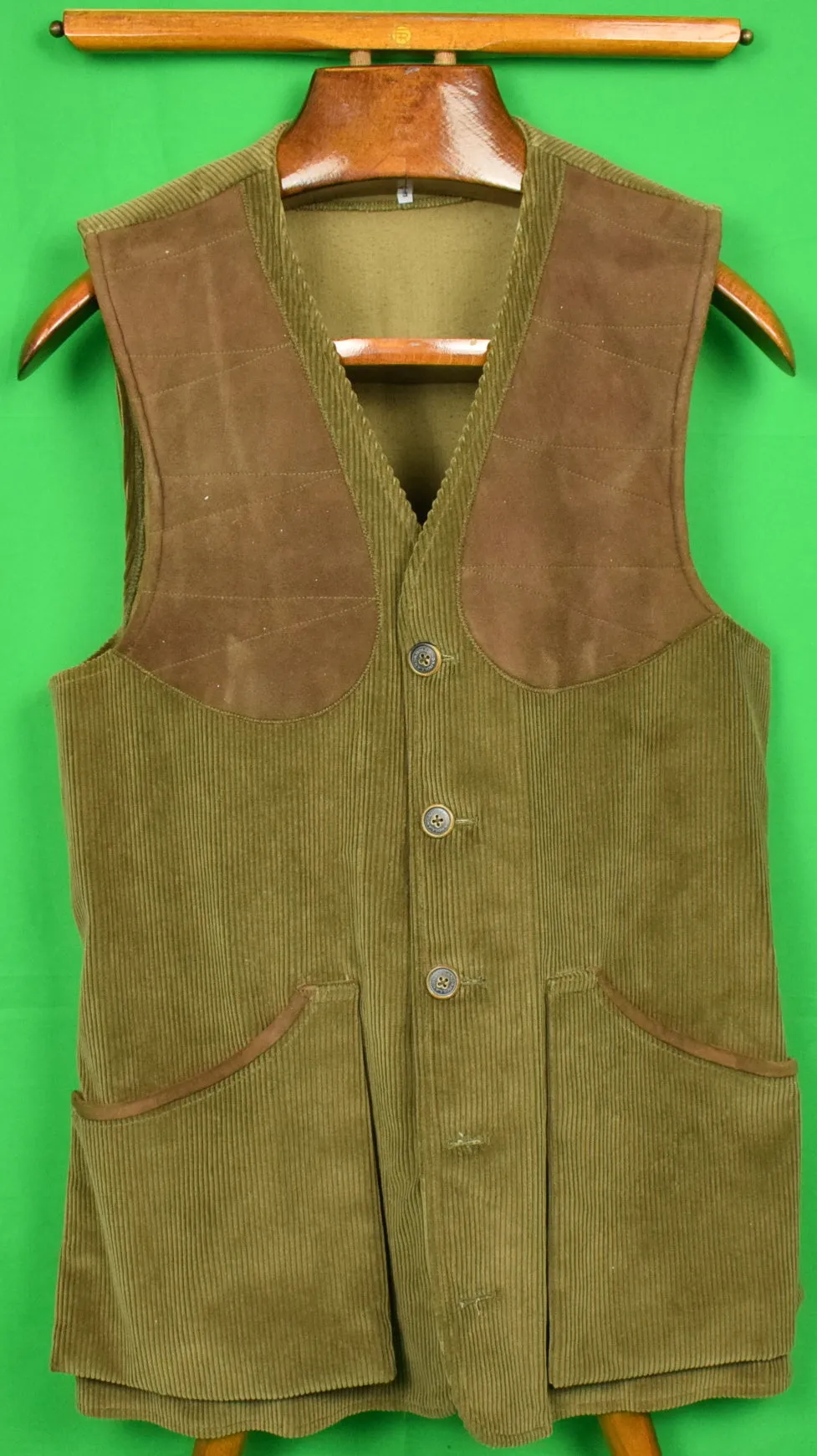 "Holland & Holland Olive Corduroy Shooting Vest" Sz: S (SOLD)