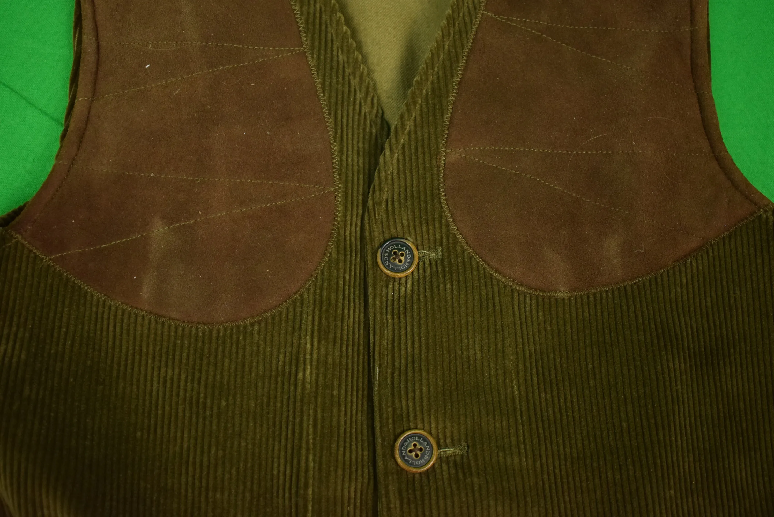 "Holland & Holland Olive Corduroy Shooting Vest" Sz: S (SOLD)