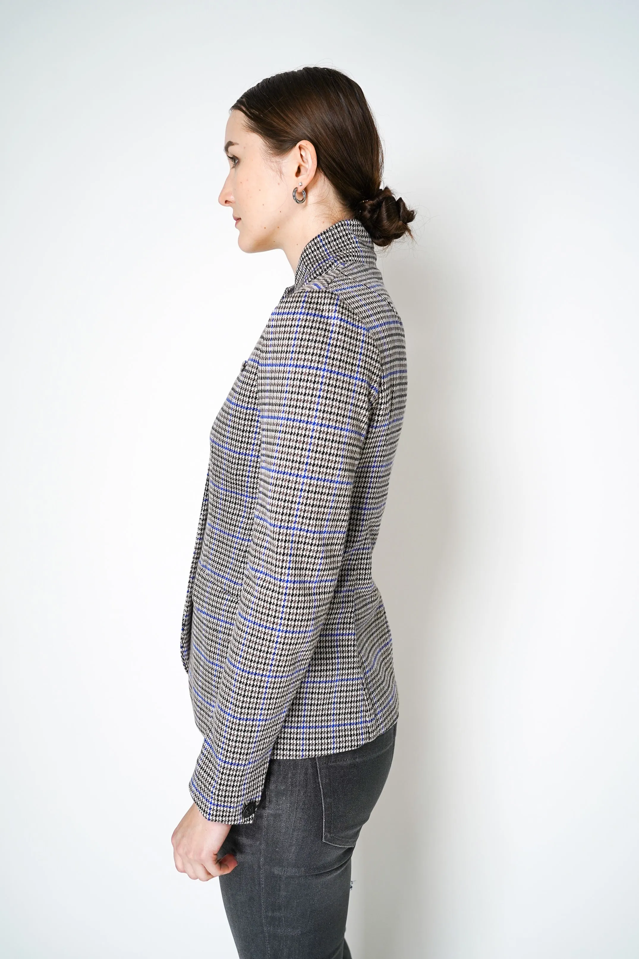 Rag & Bone Slade Plaid Tailored Blazer Military Jacket in Blue and Beige