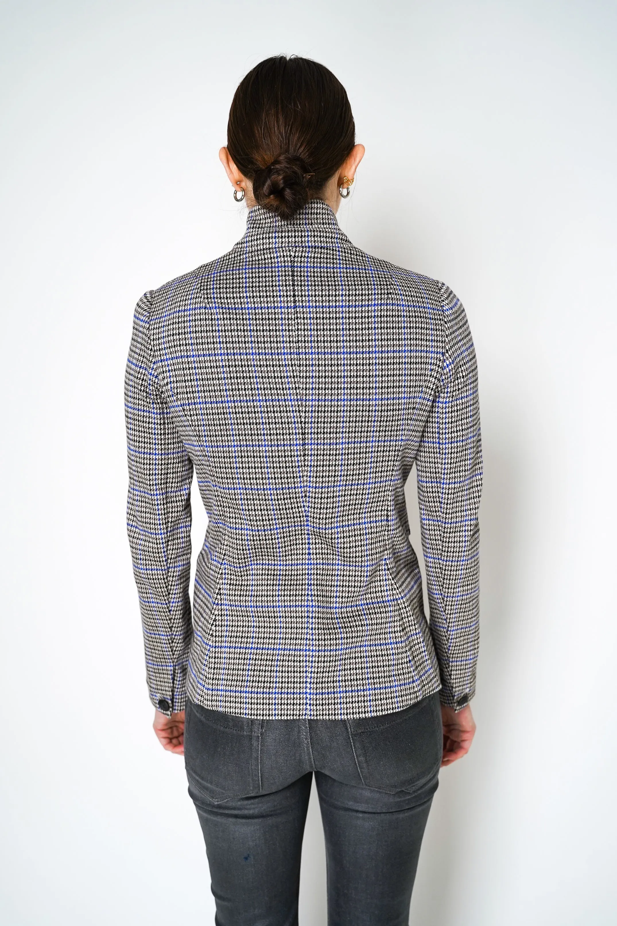 Rag & Bone Slade Plaid Tailored Blazer Military Jacket in Blue and Beige