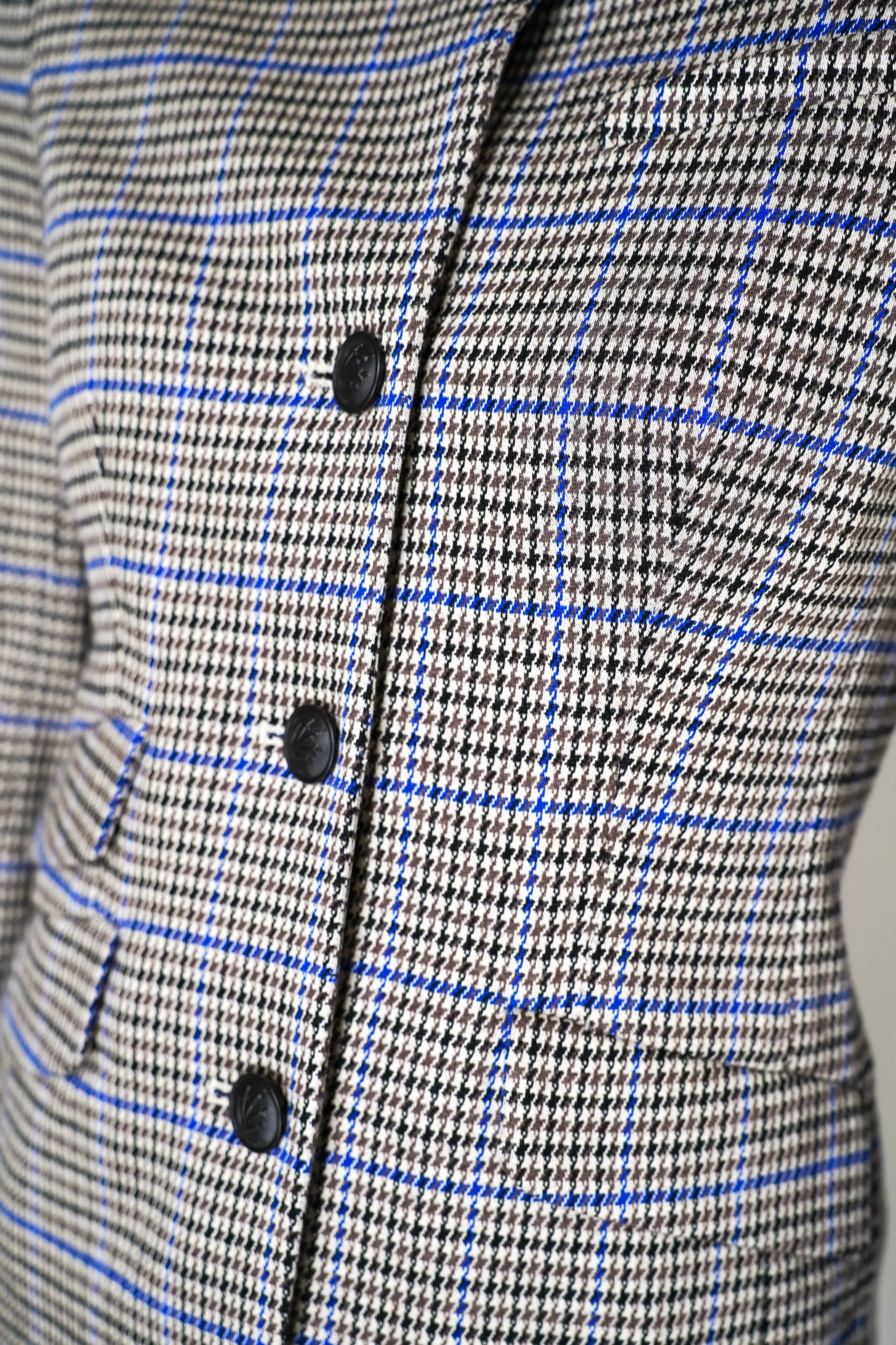 Rag & Bone Slade Plaid Tailored Blazer Military Jacket in Blue and Beige