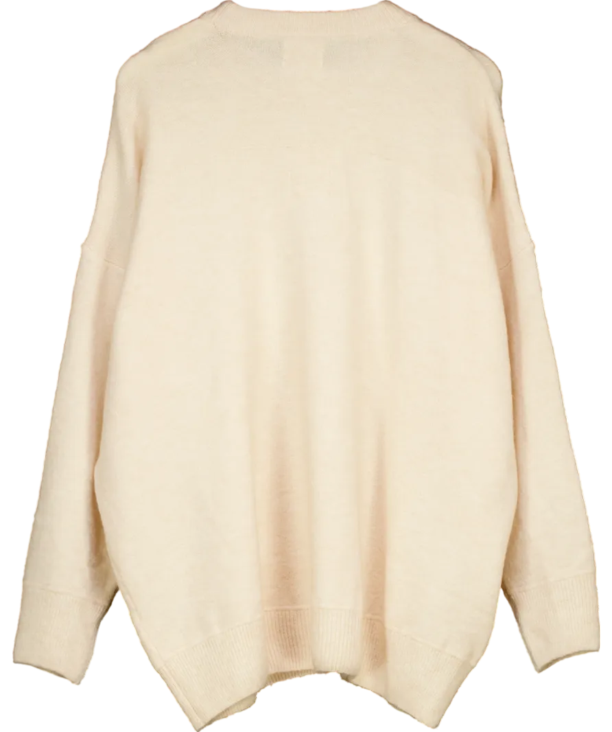 River Island Cream Wool Blend Oversize Knit Sweater UK L
