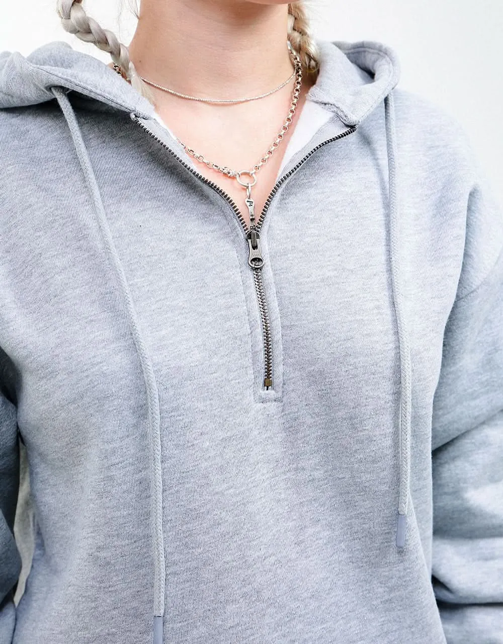 Route One Primary 1/4 Zip Hoodie - Heather Grey