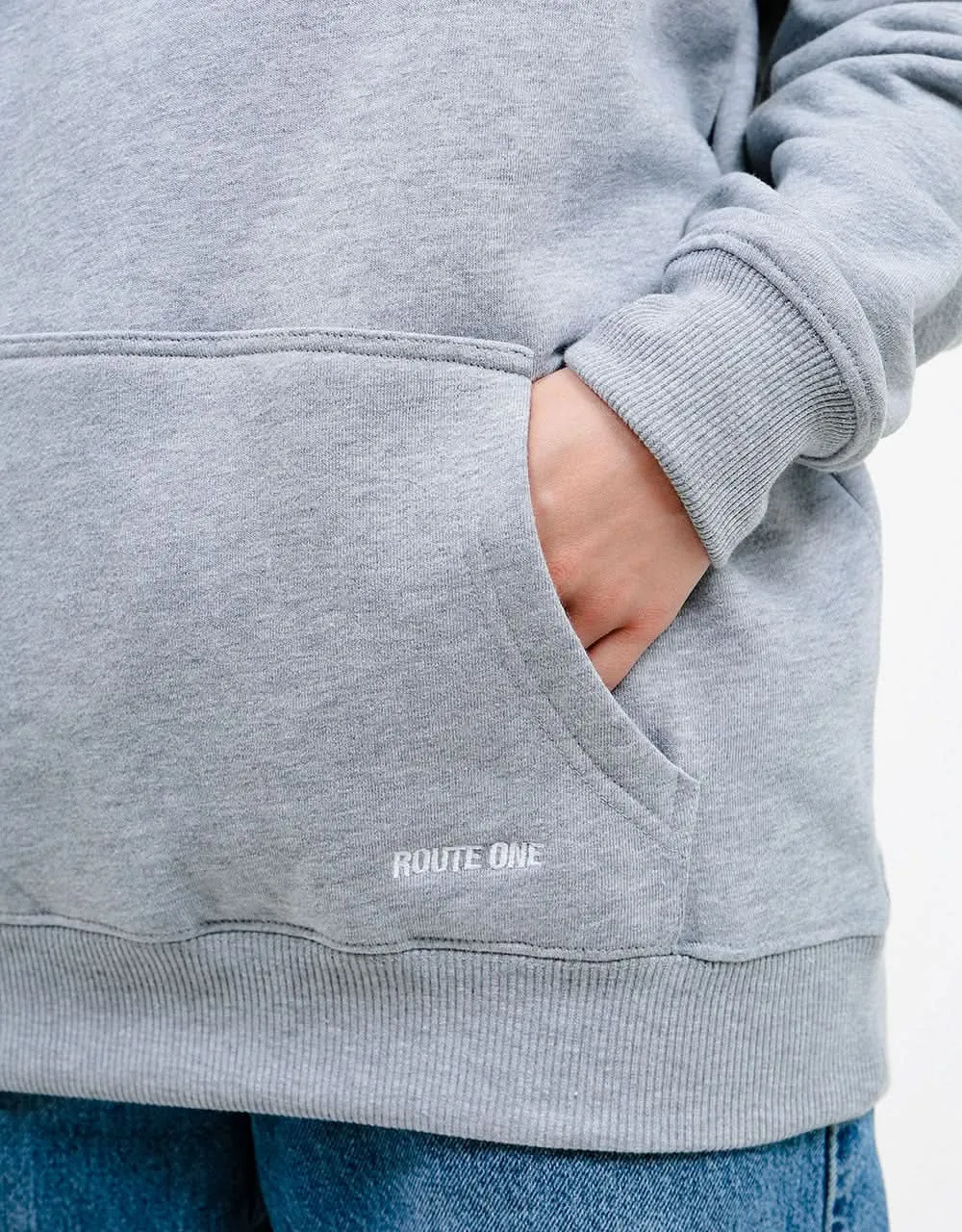Route One Primary 1/4 Zip Hoodie - Heather Grey