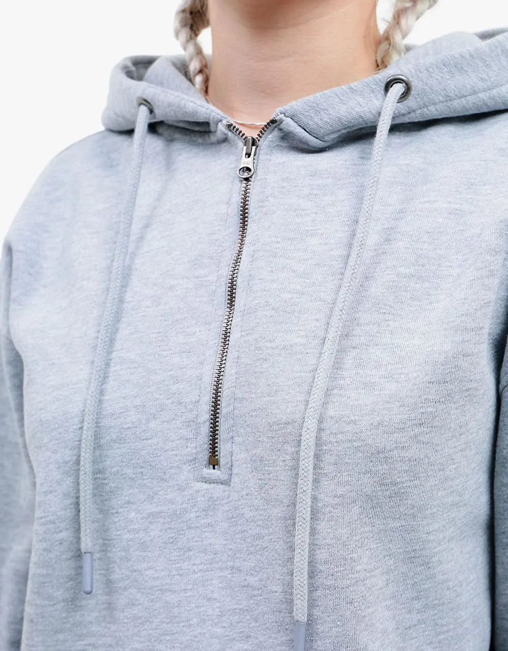 Route One Primary 1/4 Zip Hoodie - Heather Grey