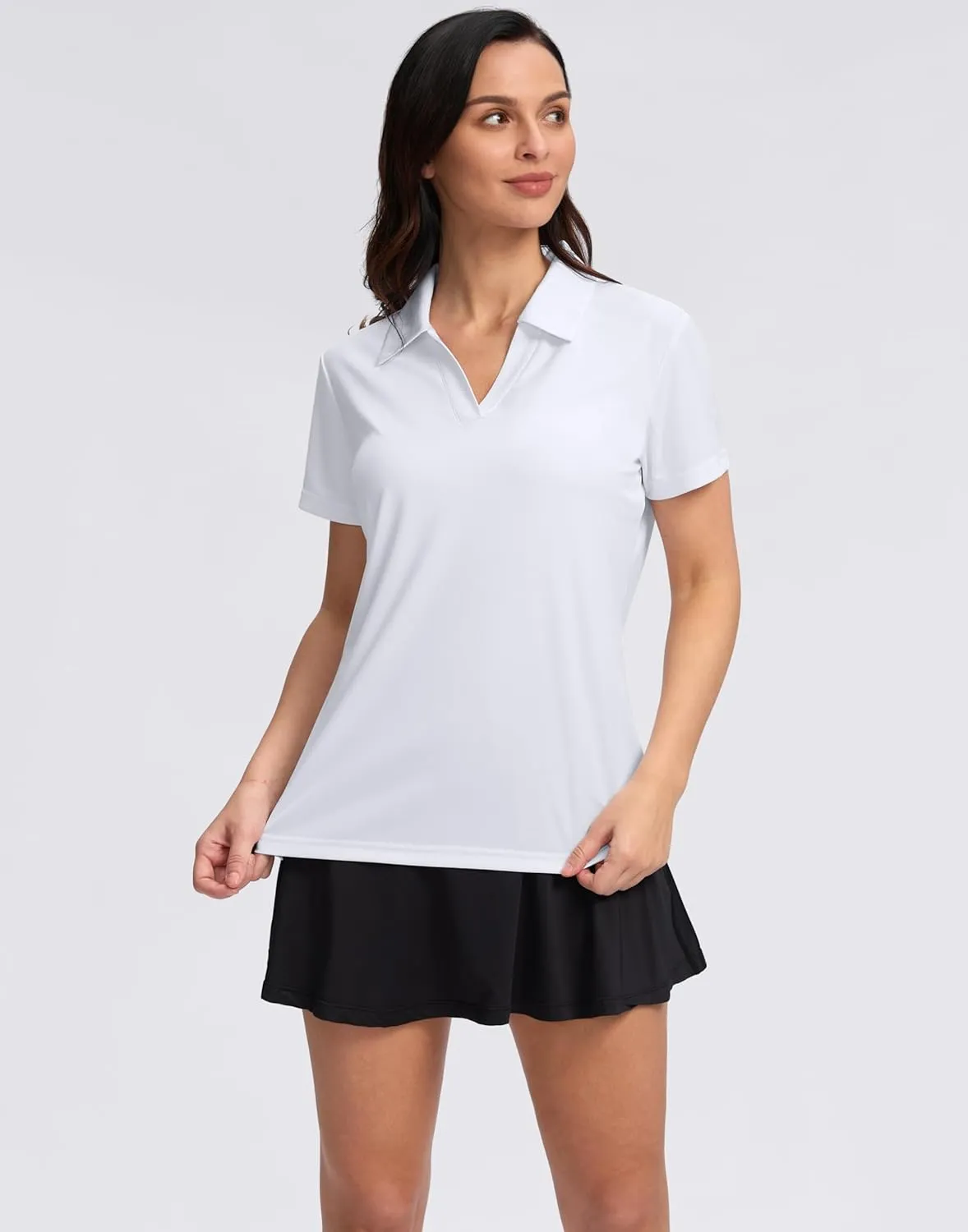 SANTINY Women's Golf Shirt Collared V-Neck Casual Work Tennis Tops UPF50  Collared Polo Shirts for Women