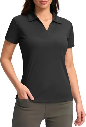 SANTINY Women's Golf Shirt Collared V-Neck Casual Work Tennis Tops UPF50  Collared Polo Shirts for Women