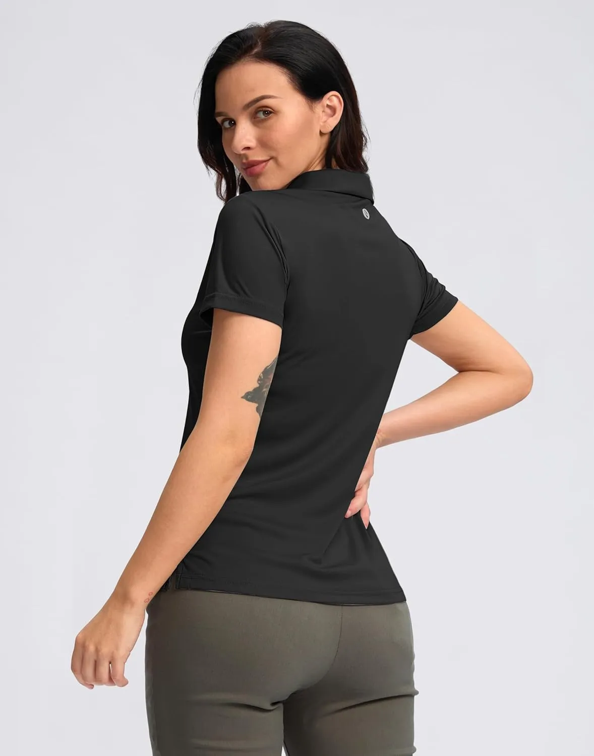 SANTINY Women's Golf Shirt Collared V-Neck Casual Work Tennis Tops UPF50  Collared Polo Shirts for Women
