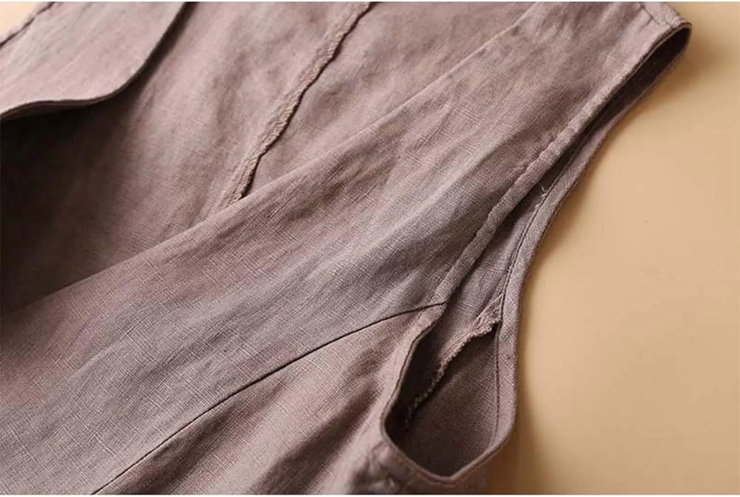 Shiyifa Women's Sleeveless Cotton Linen Vest Button Down V Neck Waistcoat Jacket