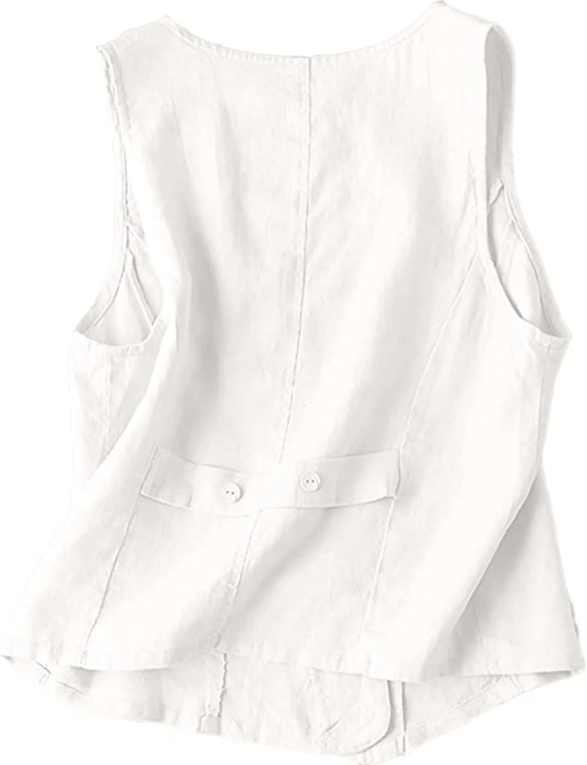 Shiyifa Women's Sleeveless Cotton Linen Vest Button Down V Neck Waistcoat Jacket