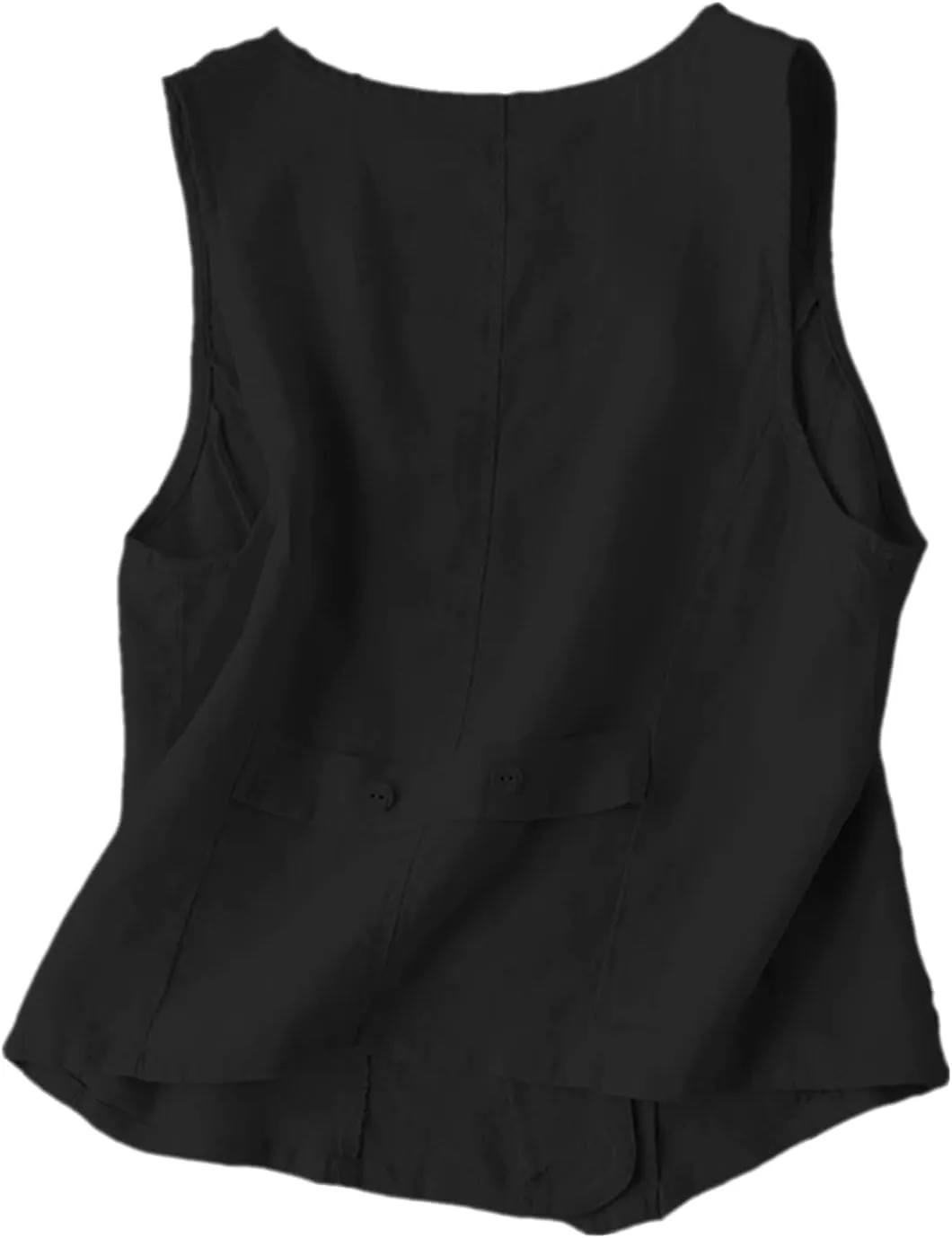 Shiyifa Women's Sleeveless Cotton Linen Vest Button Down V Neck Waistcoat Jacket