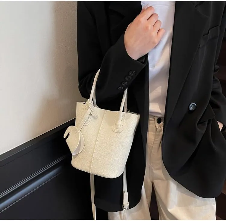 Small bucket bag Top Handle Bag for Women Vegan Leather Handbag for Women Women's Crossbody Shoulder Handba