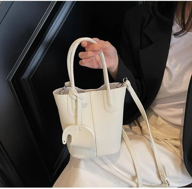 Small bucket bag Top Handle Bag for Women Vegan Leather Handbag for Women Women's Crossbody Shoulder Handba