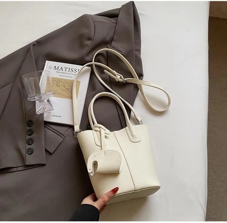 Small bucket bag Top Handle Bag for Women Vegan Leather Handbag for Women Women's Crossbody Shoulder Handba