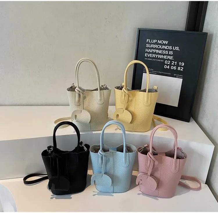 Small bucket bag Top Handle Bag for Women Vegan Leather Handbag for Women Women's Crossbody Shoulder Handba