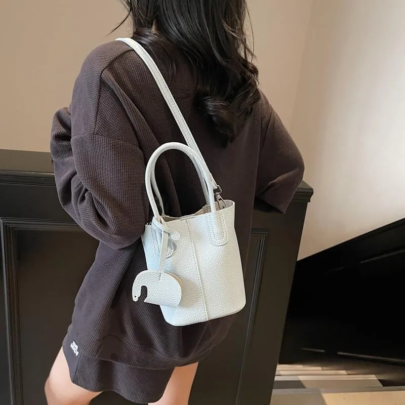Small bucket bag Top Handle Bag for Women Vegan Leather Handbag for Women Women's Crossbody Shoulder Handba