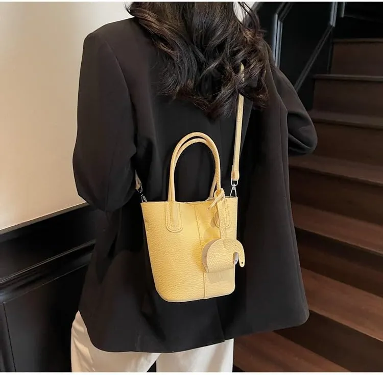 Small bucket bag Top Handle Bag for Women Vegan Leather Handbag for Women Women's Crossbody Shoulder Handba