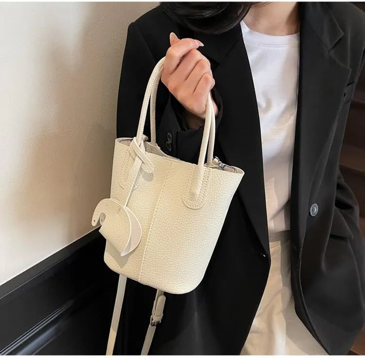 Small bucket bag Top Handle Bag for Women Vegan Leather Handbag for Women Women's Crossbody Shoulder Handba