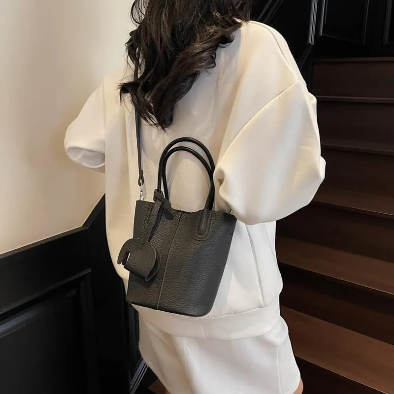 Small bucket bag Top Handle Bag for Women Vegan Leather Handbag for Women Women's Crossbody Shoulder Handba