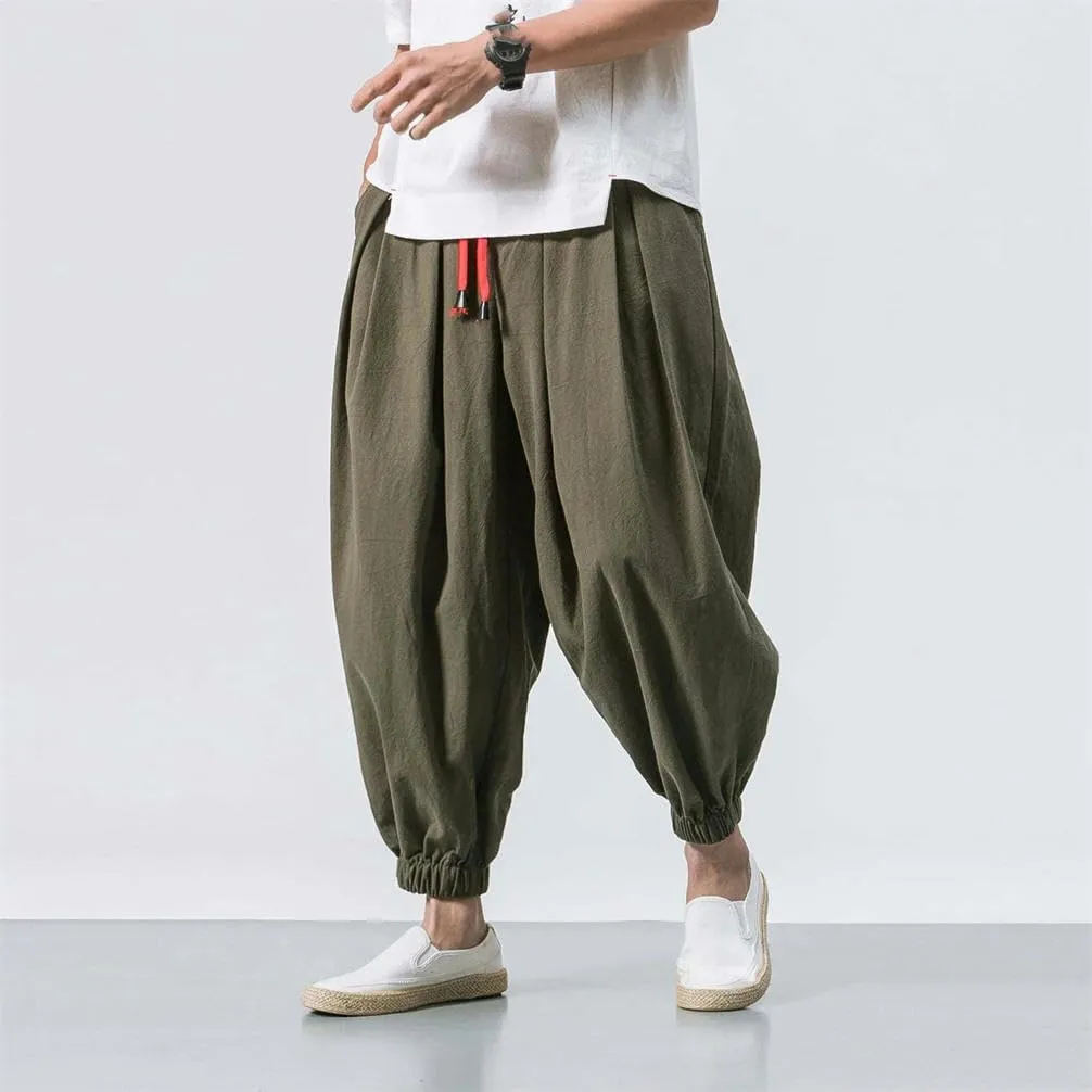 Spring Men's Harem Pants Chinese Style Linen Sports Pants Casual Bloomers Men's Hip-hop