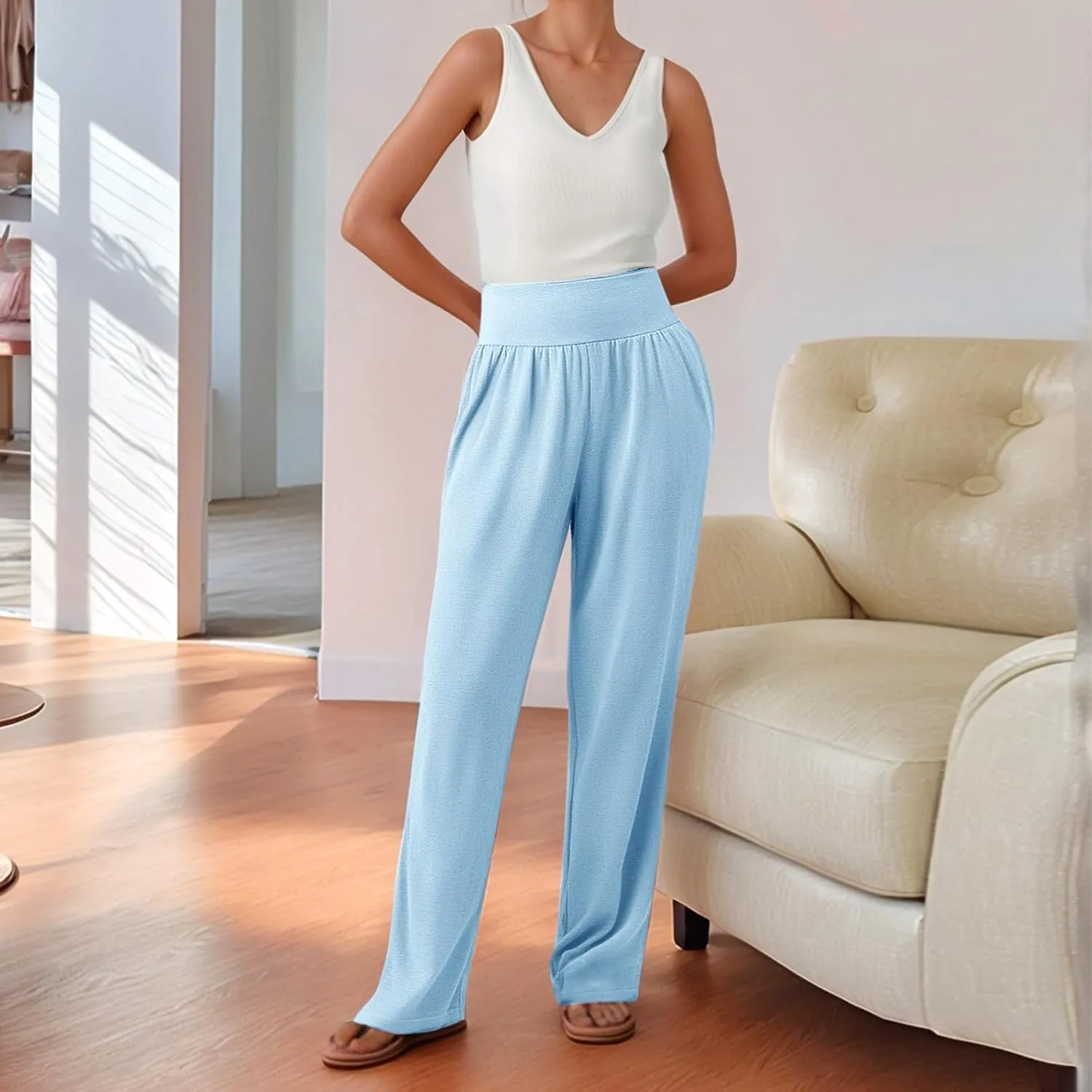 Summer Pants for Women 2025 Vacation Dress Pants Business Casual High Waist Stretchy Trousers Office Slacks Bottoms