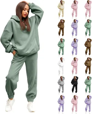 Sweatsuits For Women Set 2 Piece Hoodie Fall Long Sleeve Pullover And Long Pants Lounge Sets Oversize Y2K Tracksuit