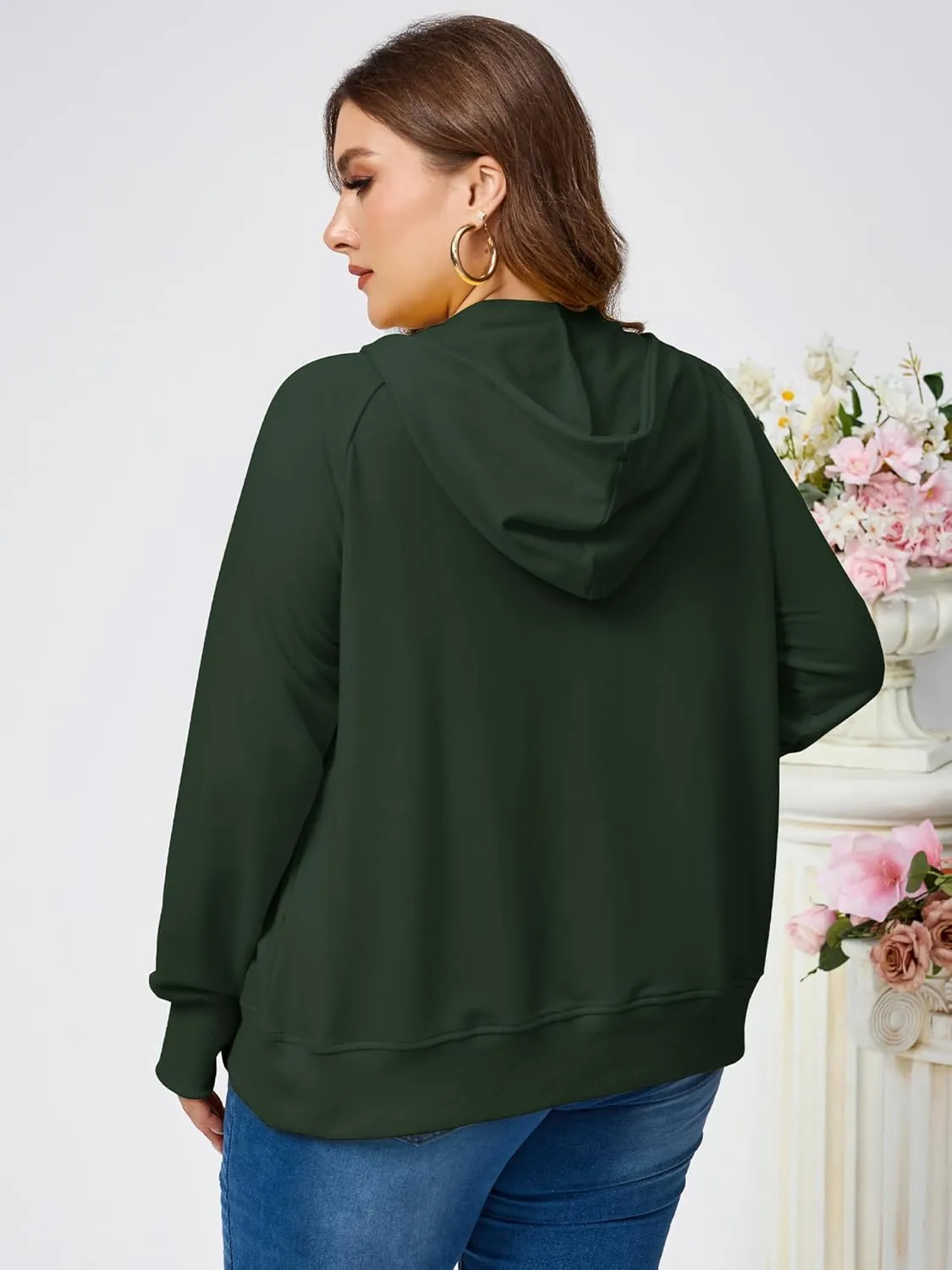 TAKEYAL Womens Plus Size Hoodies Oversized Sweatshirts Half Quarter Zip Pullover Long Sleeve Fall Outfits With Pocket